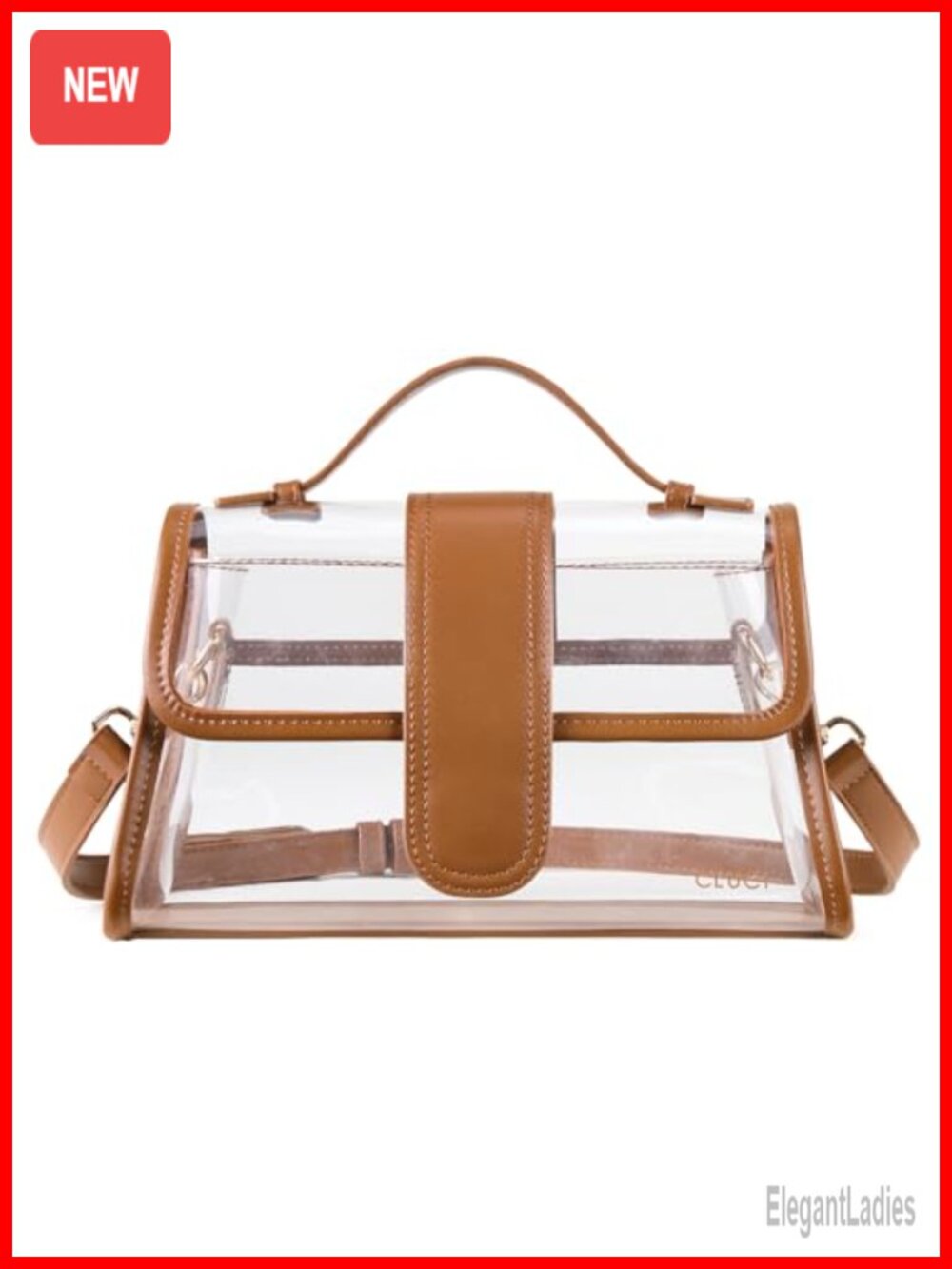 Clear Stadium Approved Crossbody Bag PVC Vegan Leather Adjustable Strap